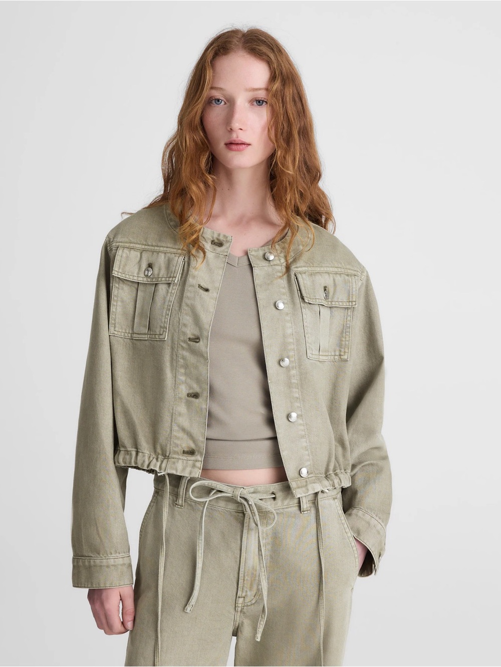 NWT Drawstring Utility Jacket in Airy Denim (Size L)